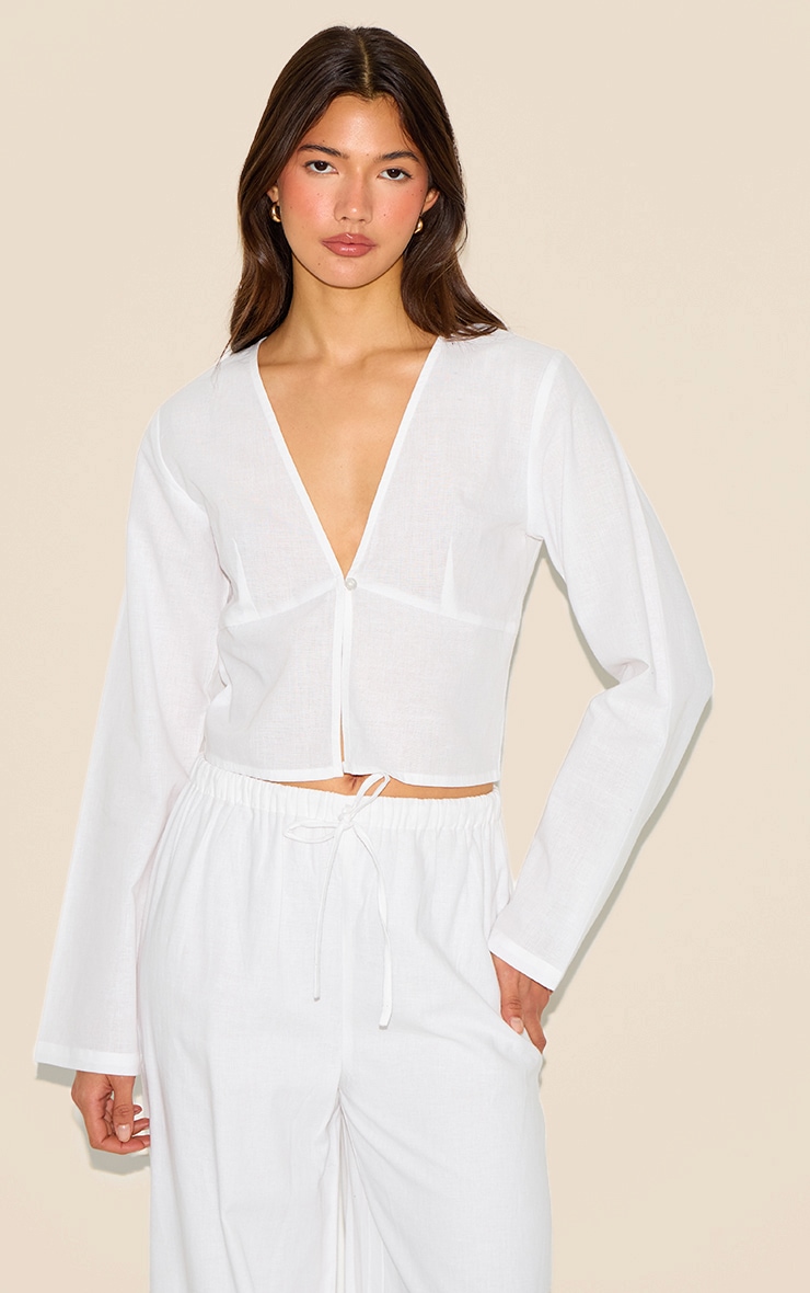 White Long Sleeve Top image 1