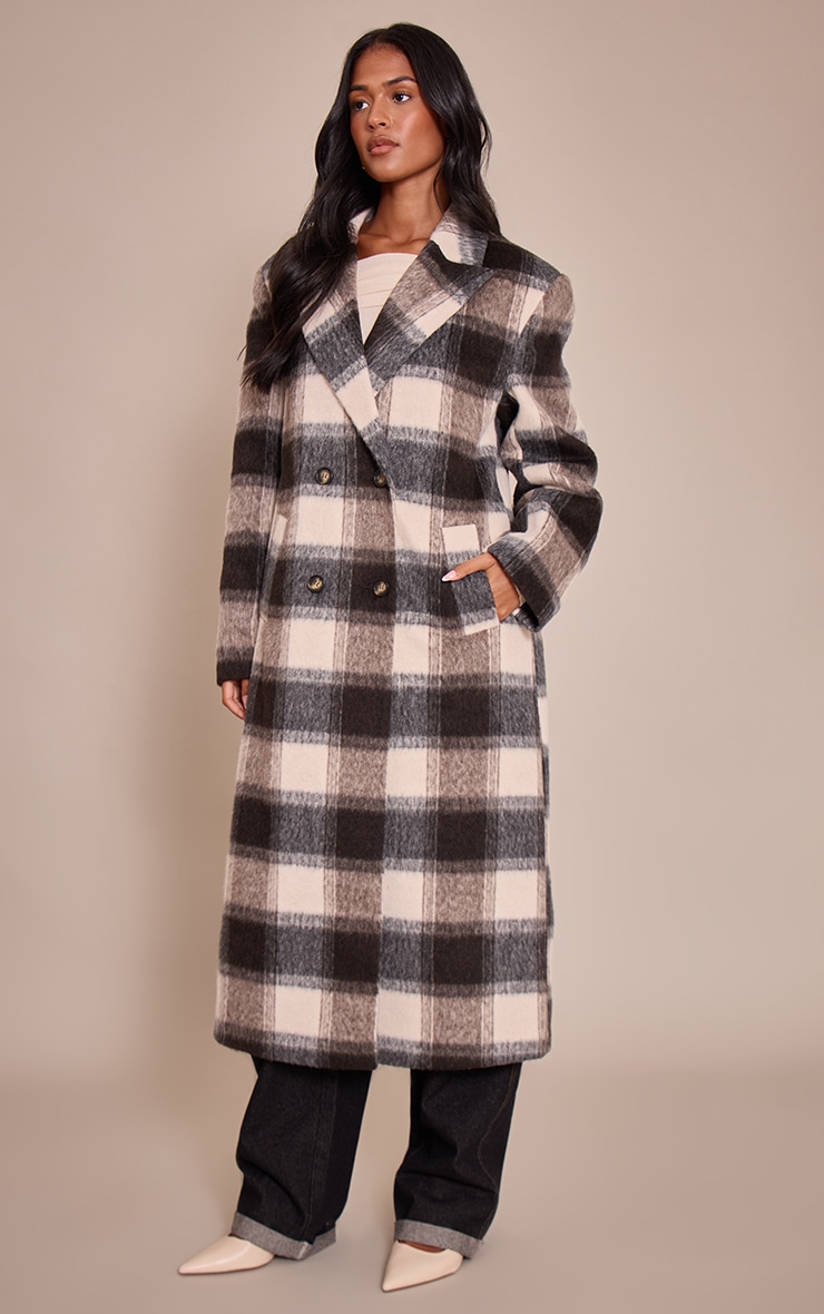 Tall Checked Structured Wool Look Maxi Coat image 3
