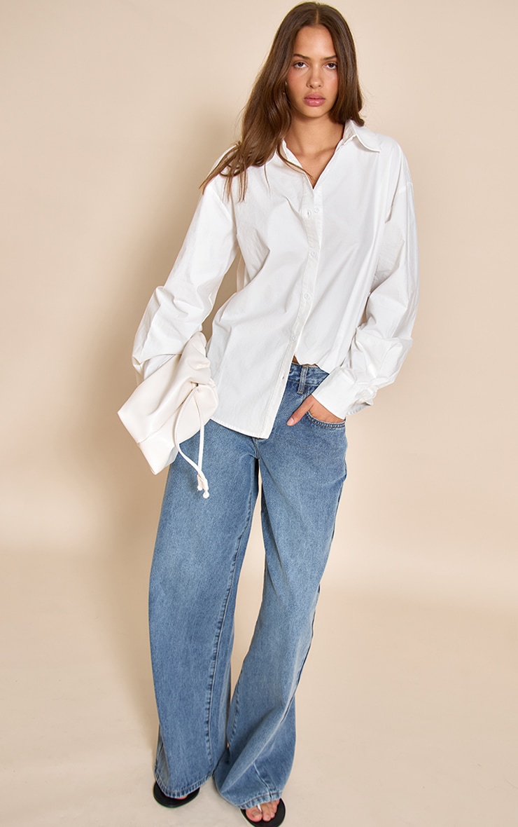 White Cotton Multi Button Cinched Shirt