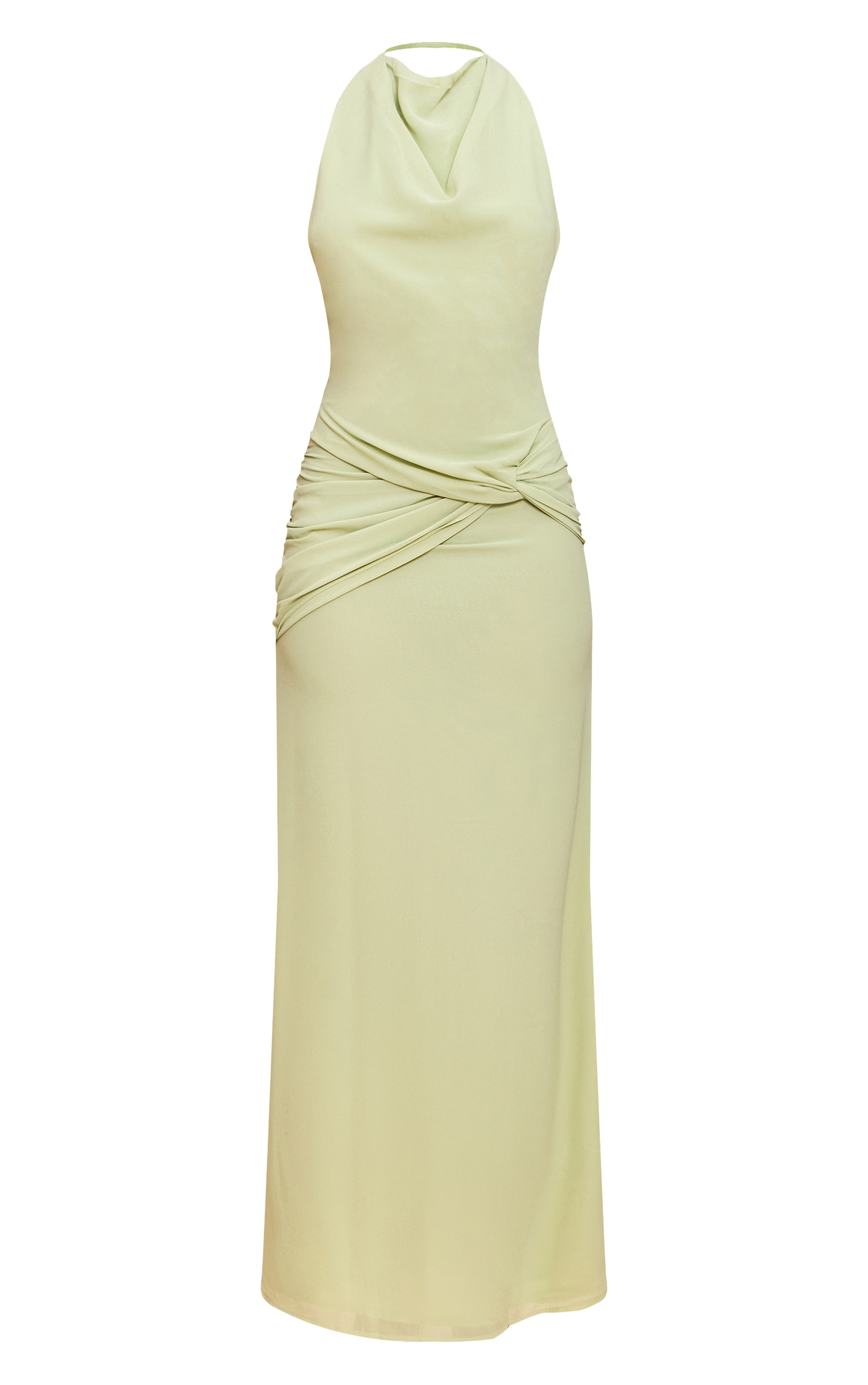 Pale Lime Chiffon Twist Detail Maxi Dress | Dresses