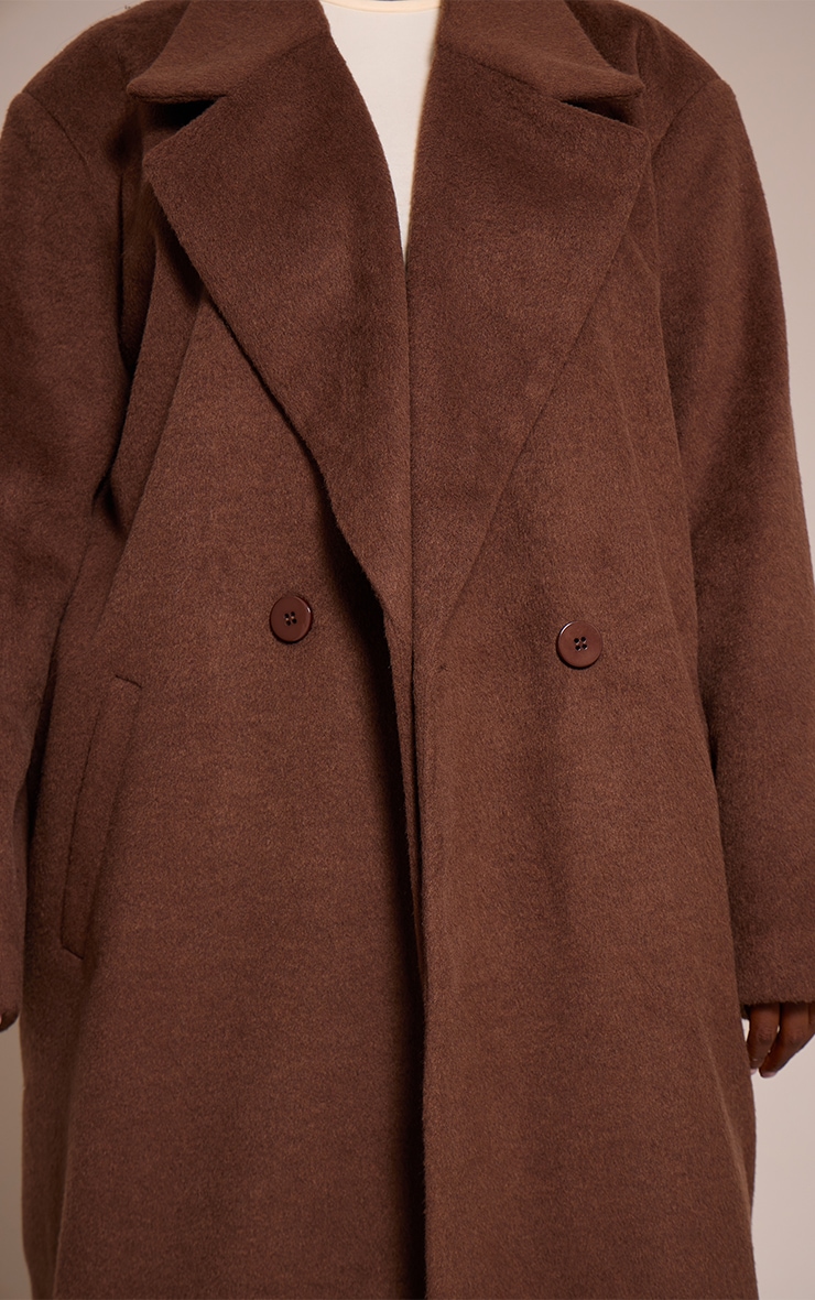 Plus Chocolate Brushed Wool Maxi Coat image 4