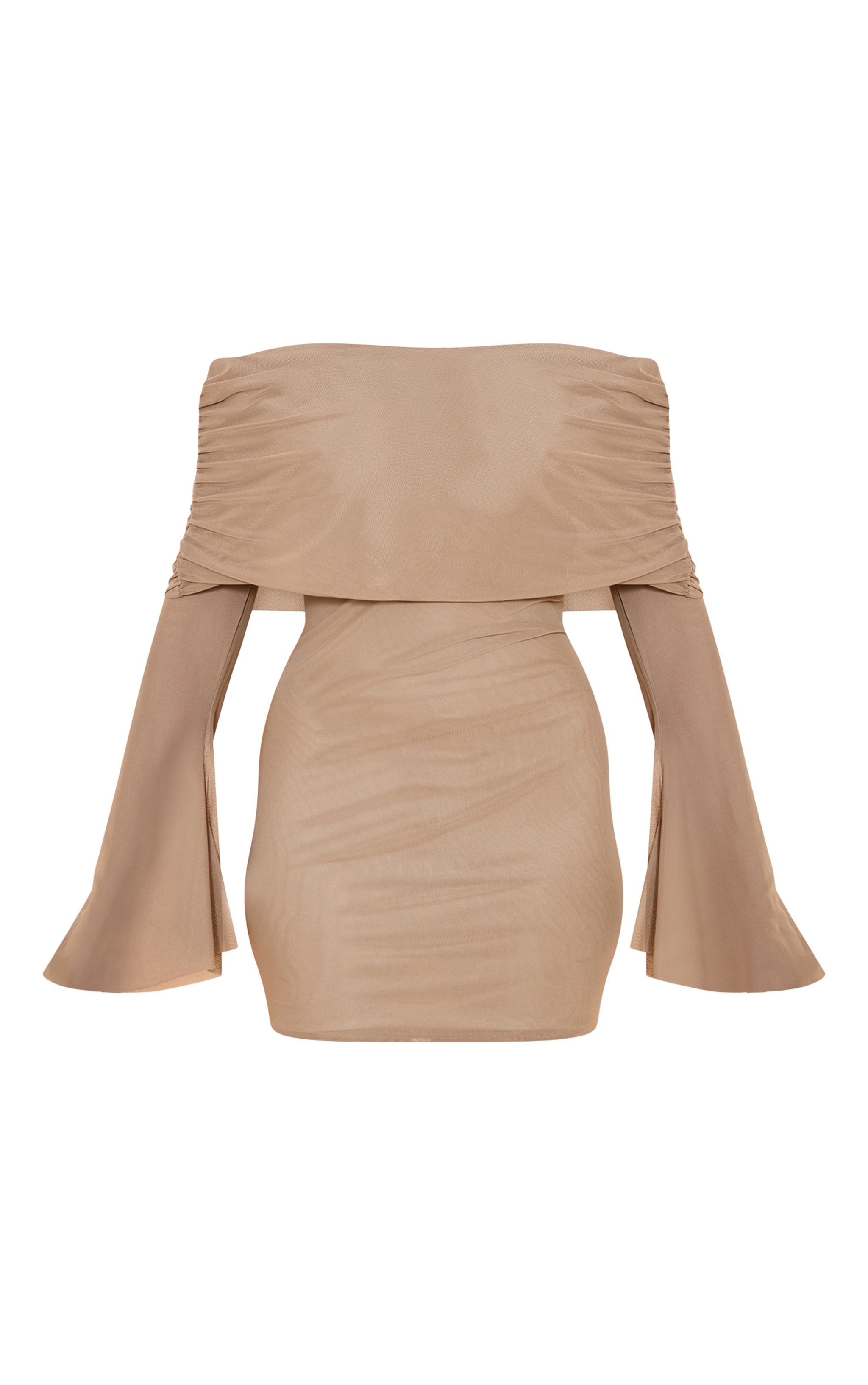 Taupe Lined Mesh Long Sleeve Mini Dress image 5