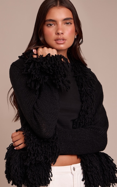 Black Loop Knit Edge cardigan