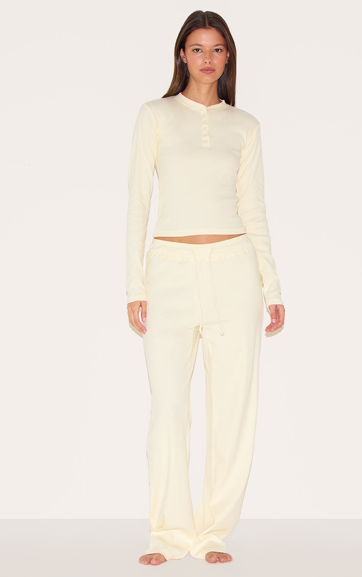 Lemon Ribbed Long Sleeve Long Pj Set image 1
