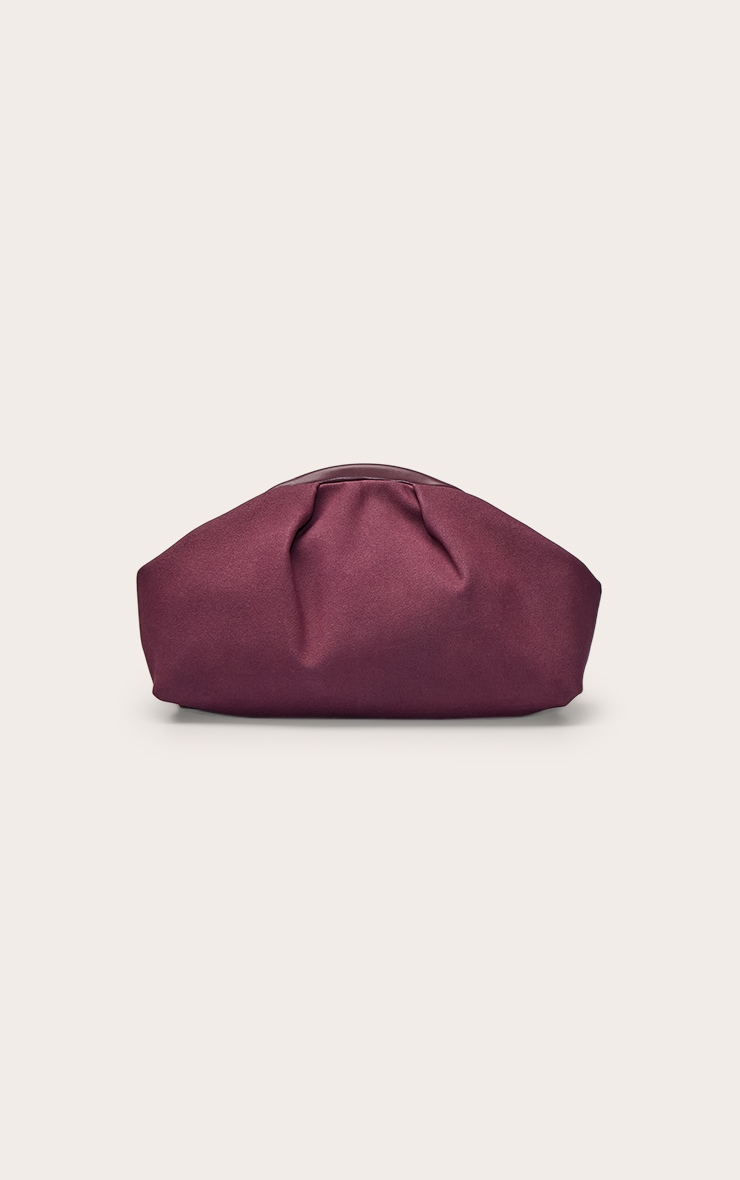 Plum Faux Suede Hard Handle Clutch Bag image 2