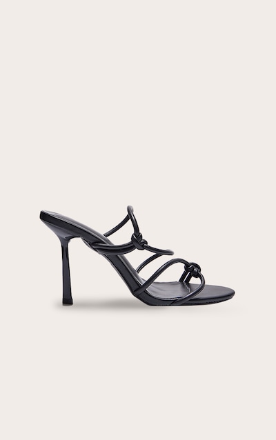 Mules rondes en PU noir à talon