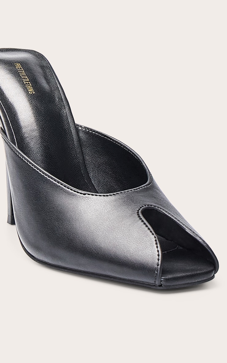 Black Peep Toe High Heeled Mules image 5