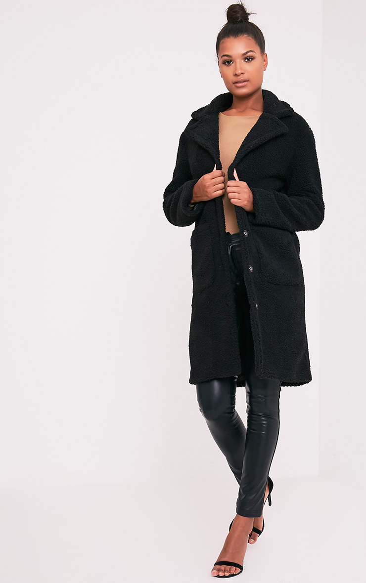 pretty little thing black teddy coat