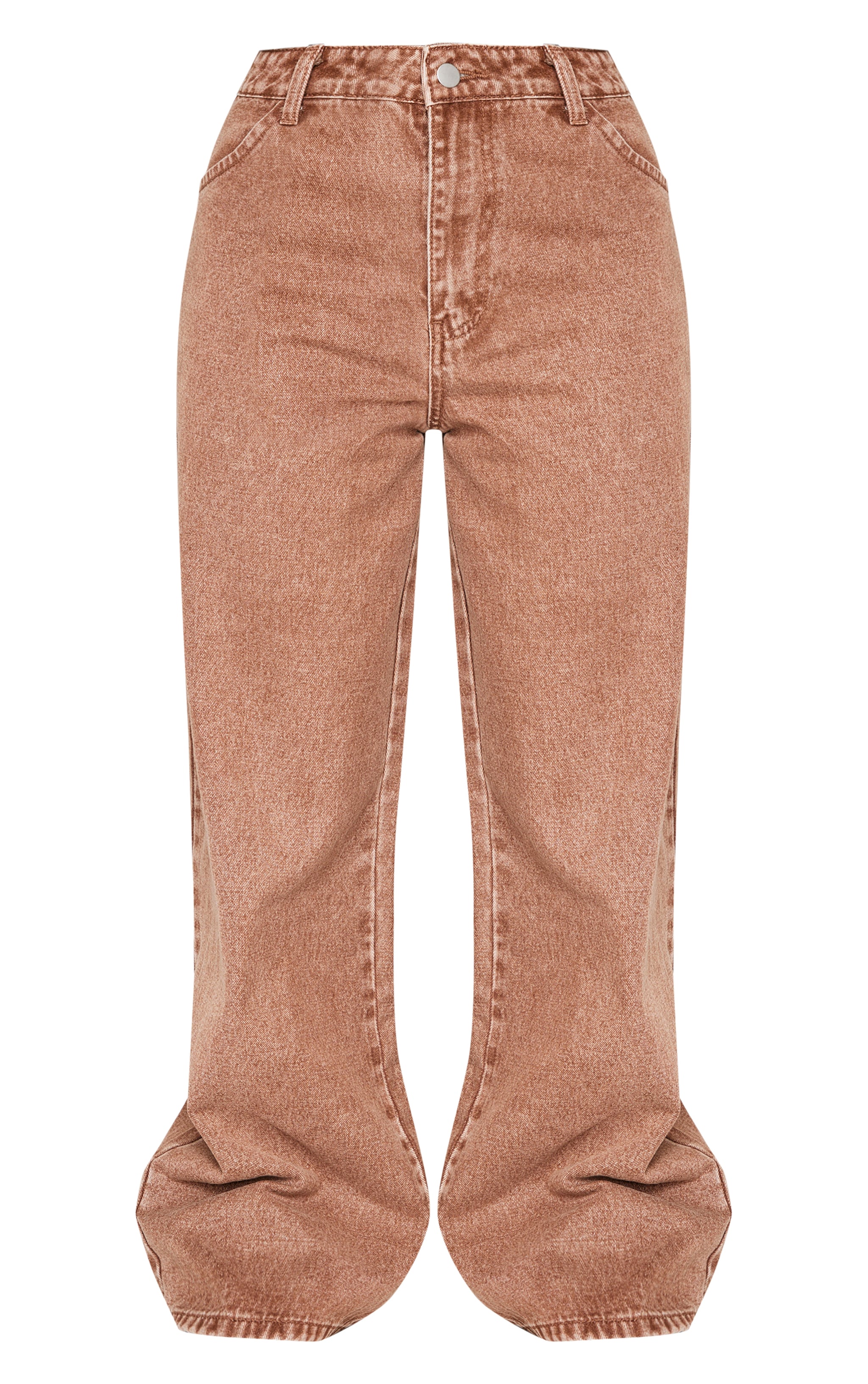 Petite Washed Brown Denim Wide Leg Jeans image 5