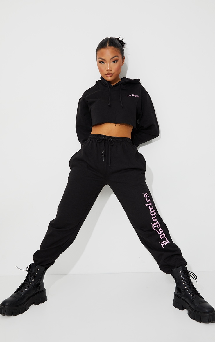 Petite Black Los Angeles Printed Joggers