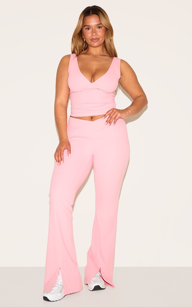 Shape Candy Pink Sculpt Active Wrap V Neck Long Line Top image 3