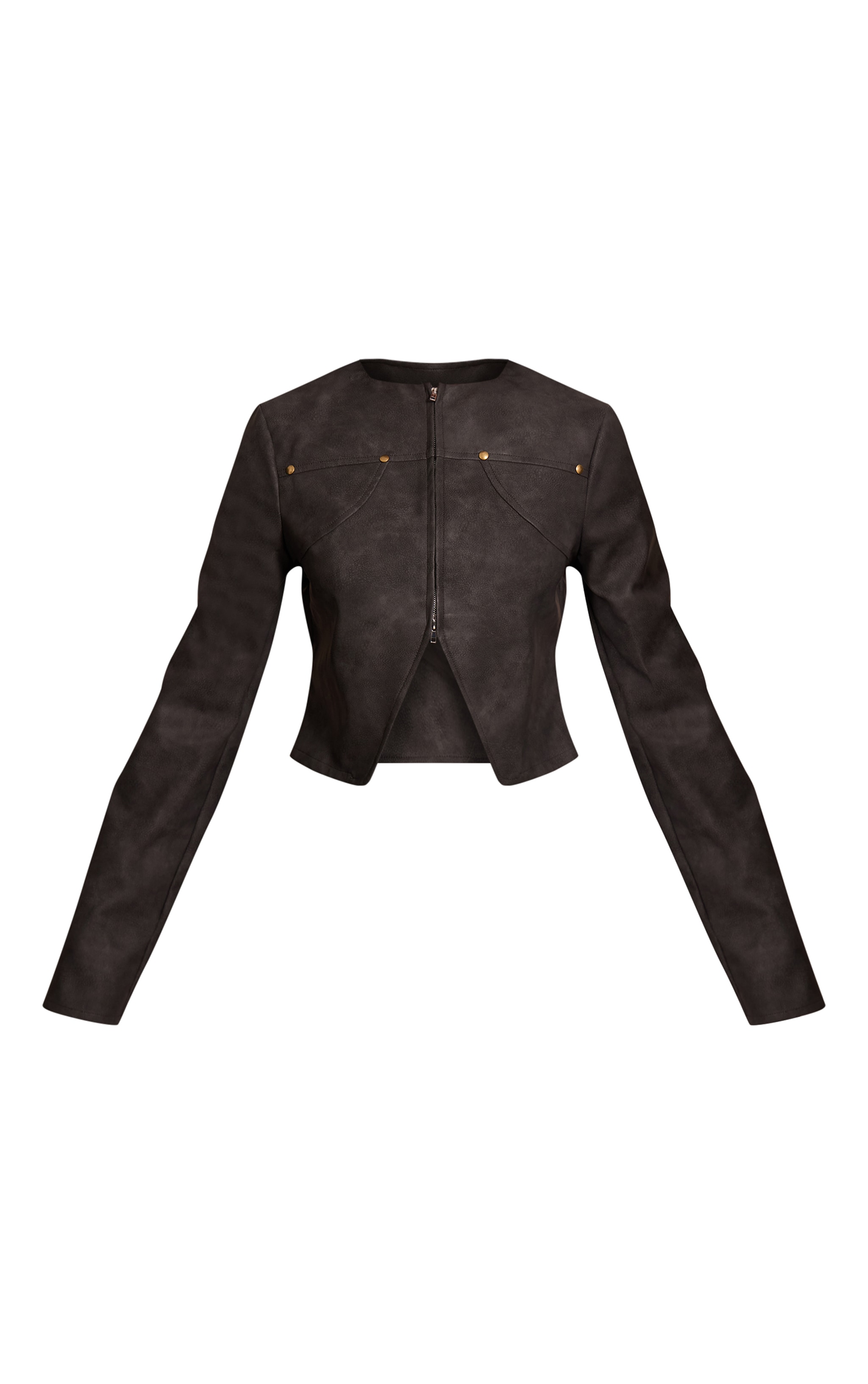 Petite veste en PU gris anthracite à détails clous image 5