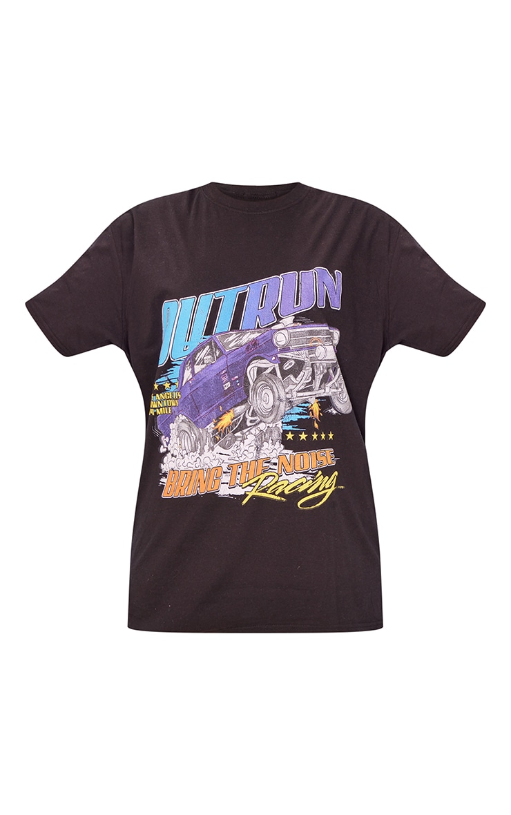  Black Outrun Car Print Oversized T Shirt image 5