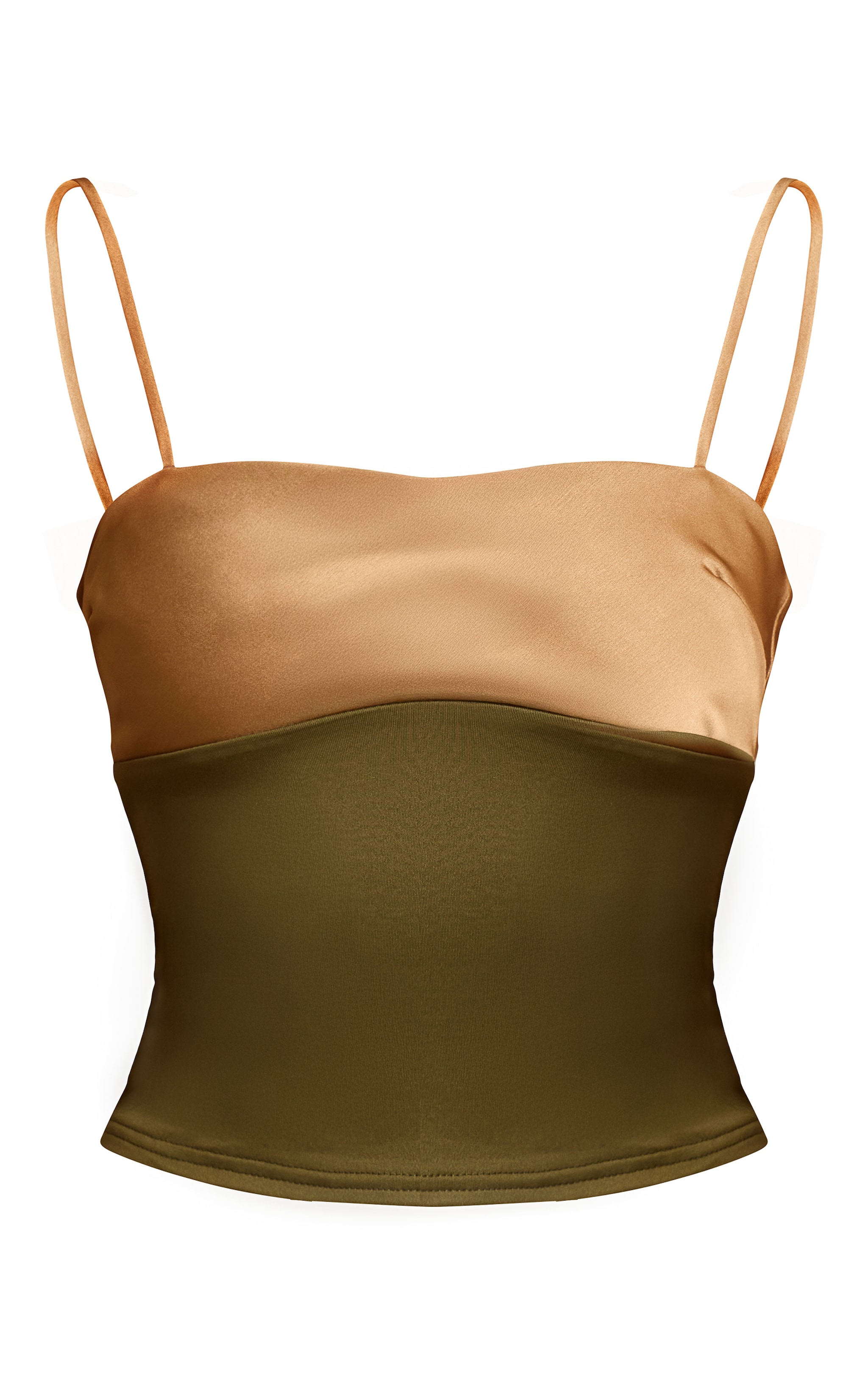 Olive Contrast Bust Panel Strappy Cami Top image 5
