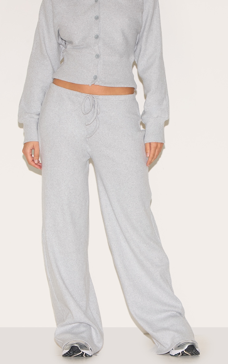 Pantalon large côtelé doux gris chiné image 2
