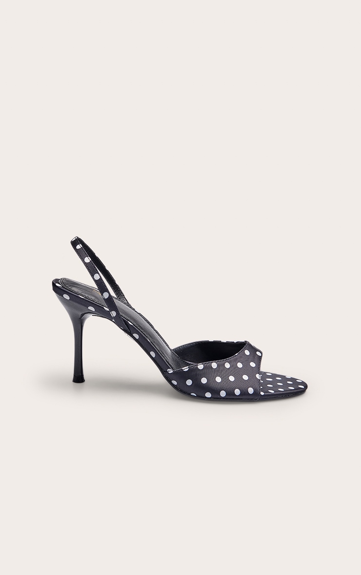 Polka Dot Open Toe High Heel Slingback Heels image 2