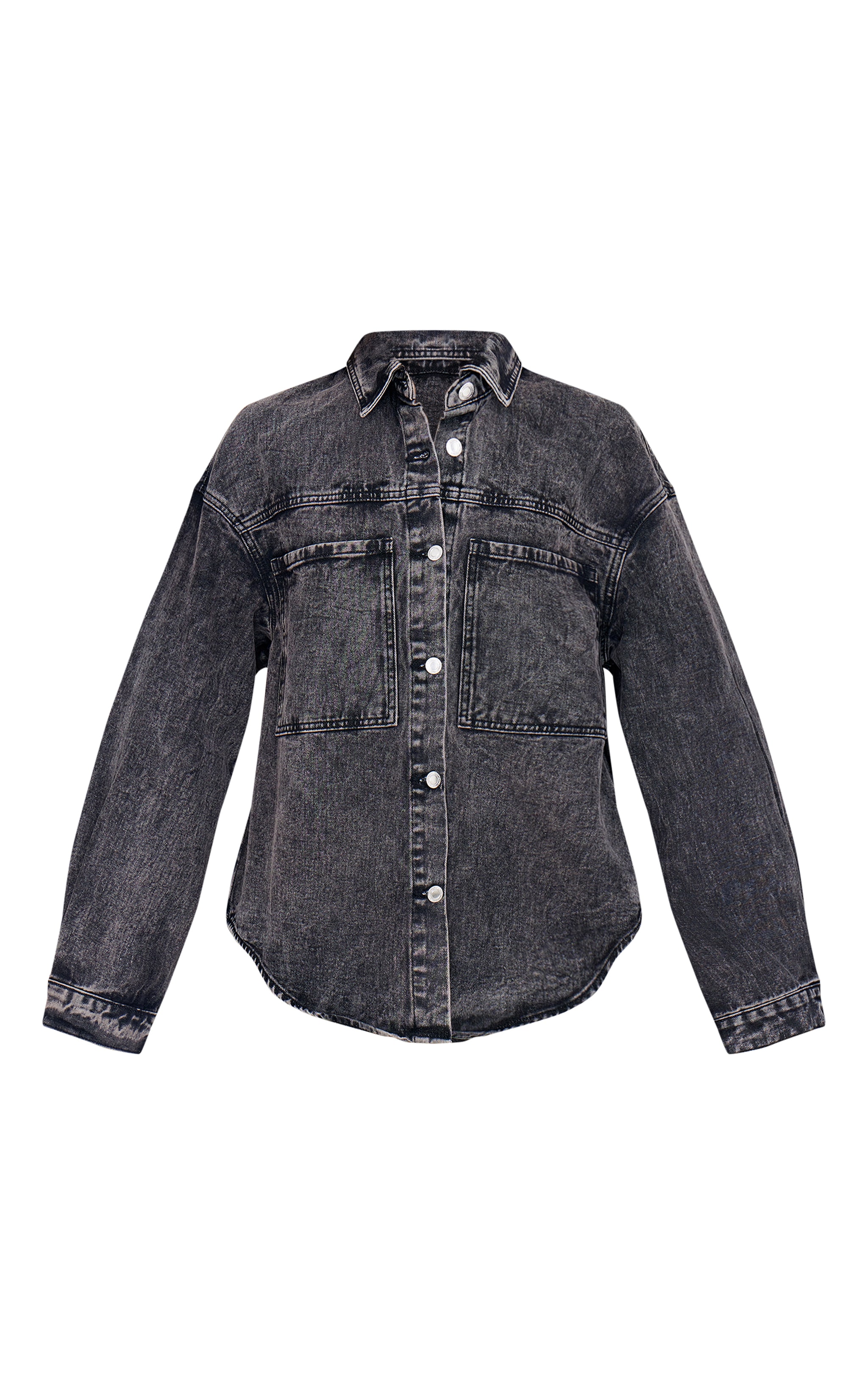 Tall Washed Grey Oversized Denim Jacket image 5