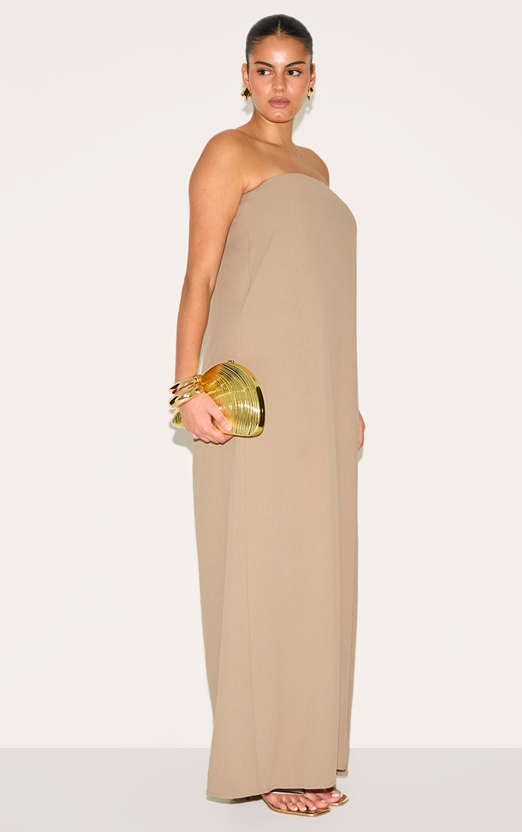 Plus Mushroom Floaty Woven Bandeau Maxi Dress image 3
