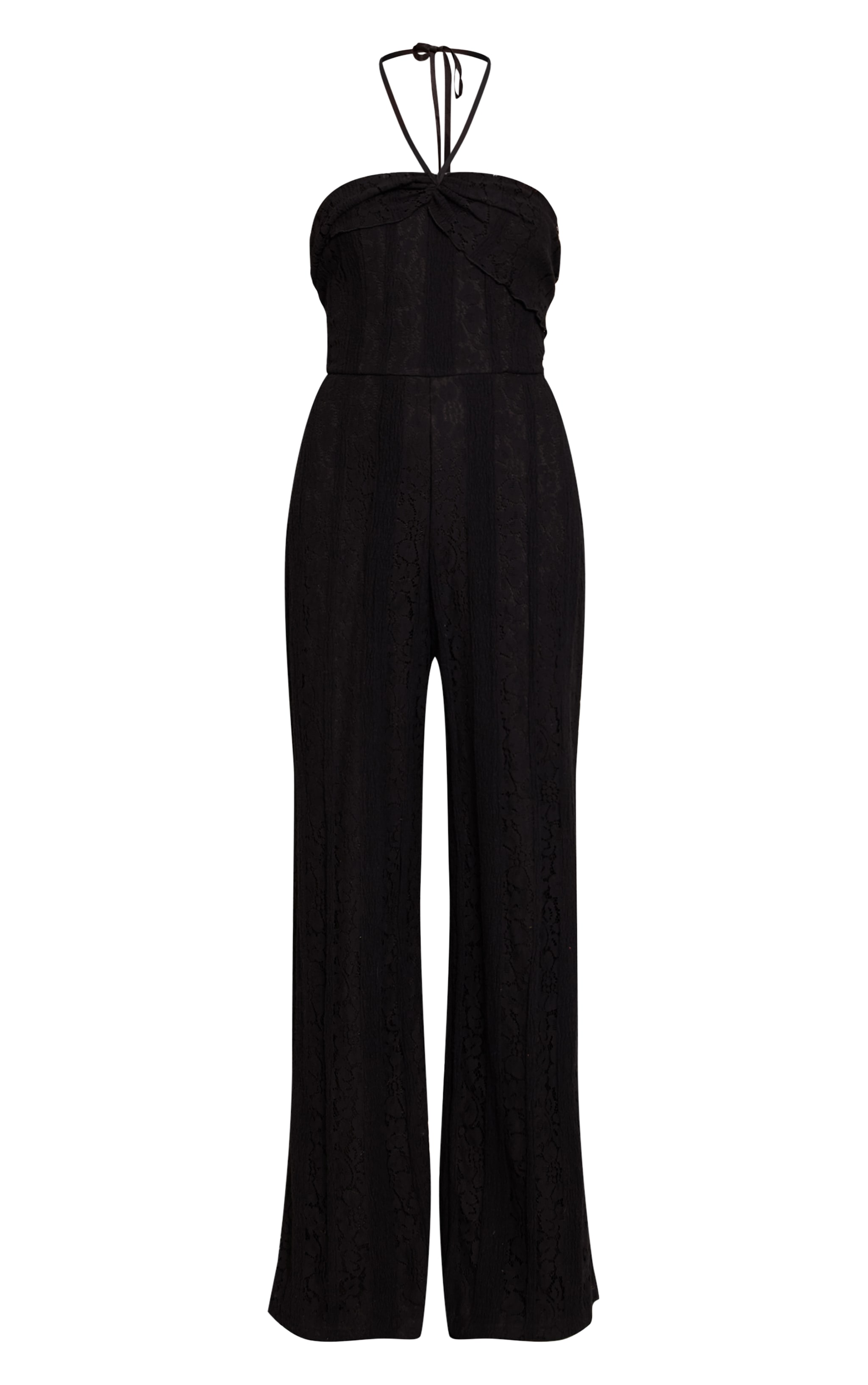 Black Lace Fold Over Straight Leg Jumpsuit image 5