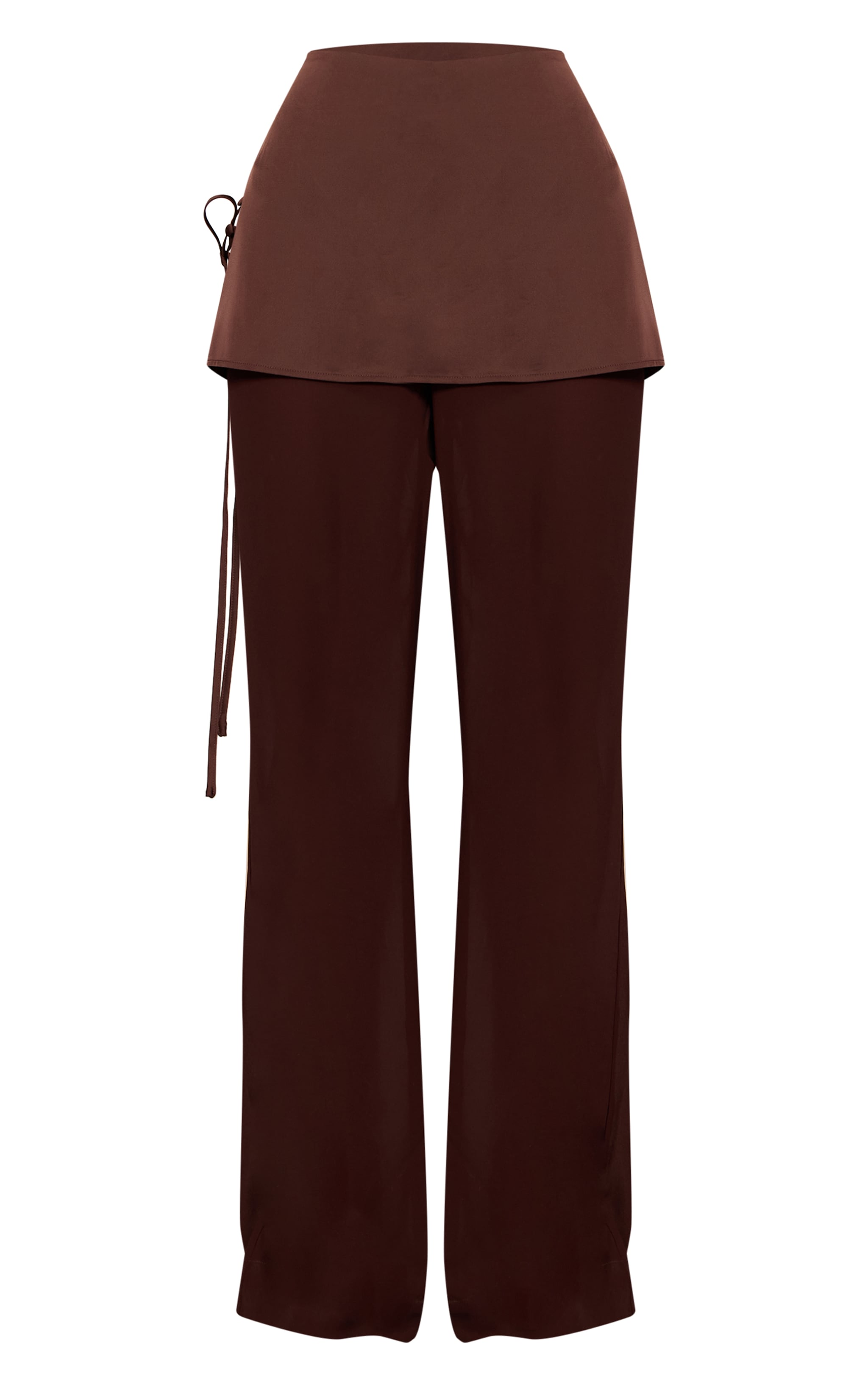 Chocolate Satin Chiffon Overlay Wide Leg Pants image 5