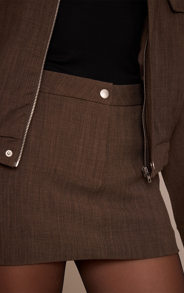 Taupe Tailored Skirt Woven Pocket Mini image 5