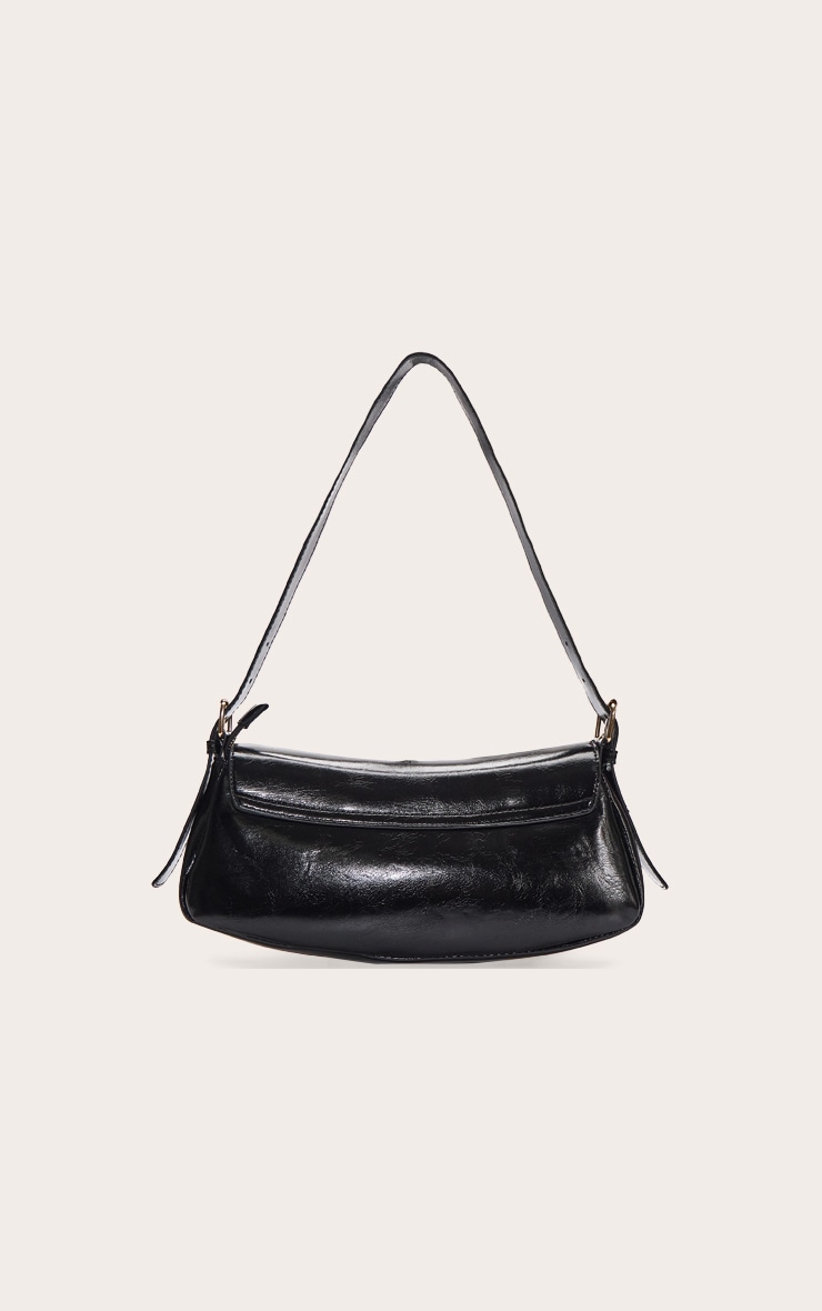 Sac à main en PU crêpé noir à boucle image 4