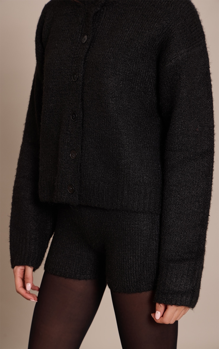Black Brushed Knit Mini Shorts image 2