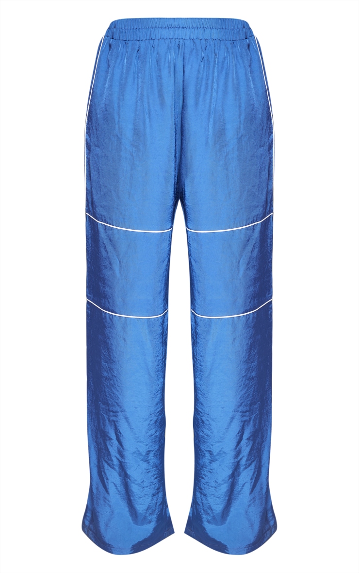 Petrol Blue Soft Touch Piping Detail Track Pants image 5