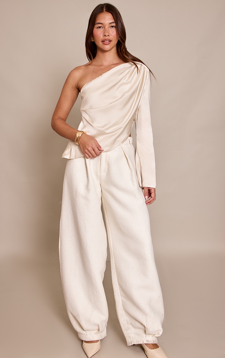 Cream Satin One Shoulder Top  image 3