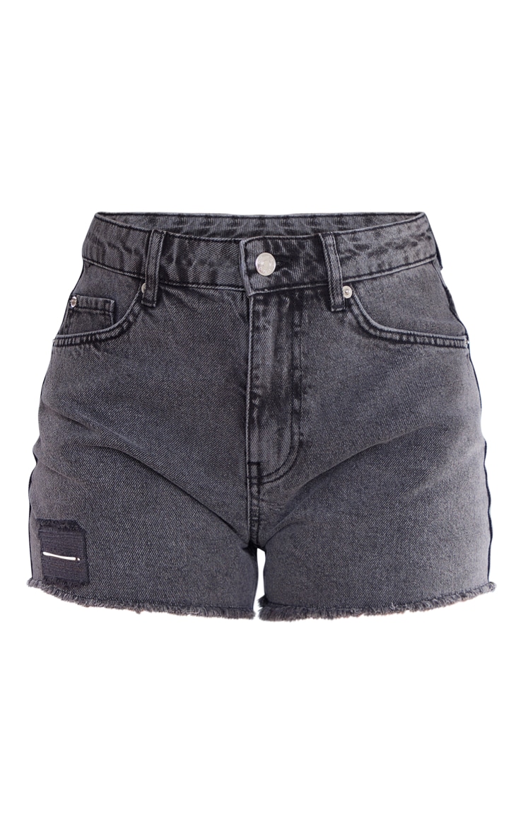 PRETTYLITTLETHING Washed Black Relaxed Fit Denim Shorts Denim