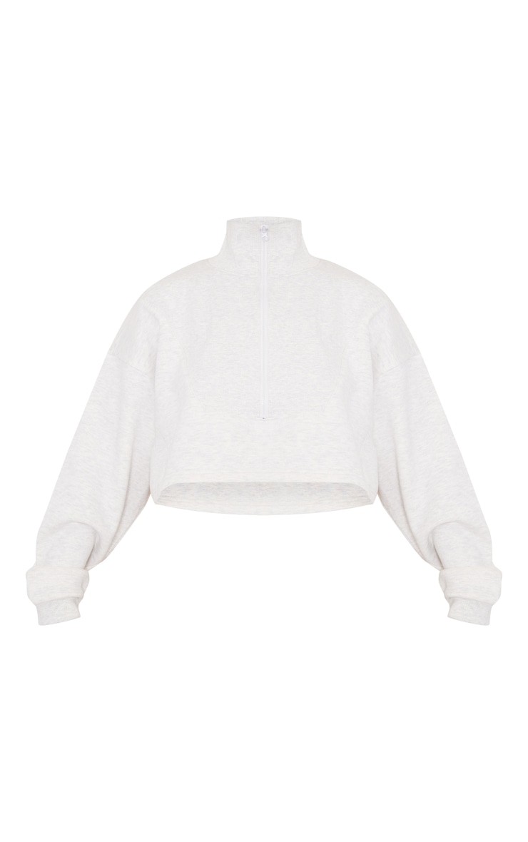 Ash Grey Oversized Quarter Zip Sweatshirt PrettyLittleThing