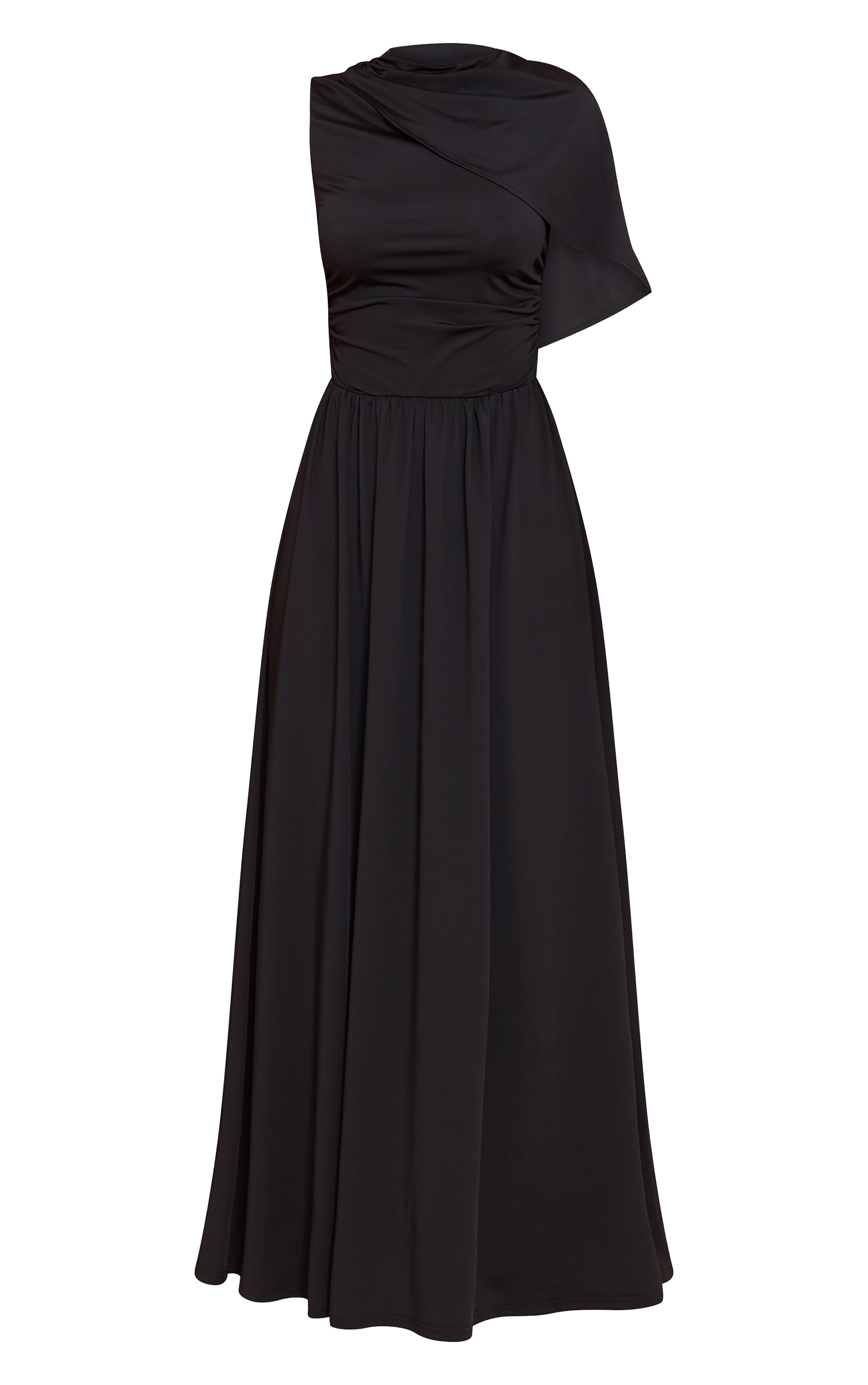 Black Layered Ruched Maxi Dress image 5