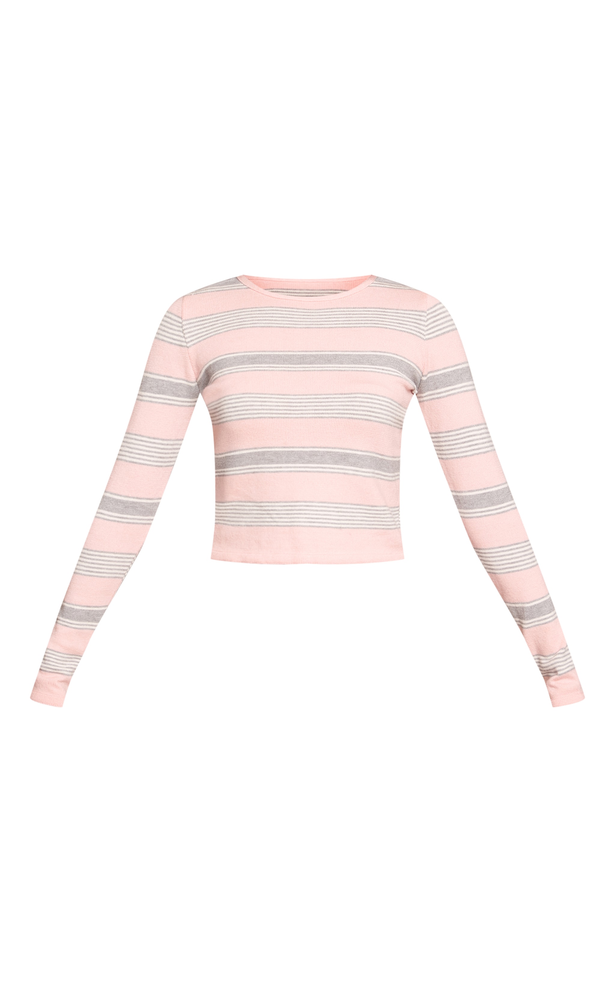 Pink Striped Long Sleeve Knitted T-Shirt image 5