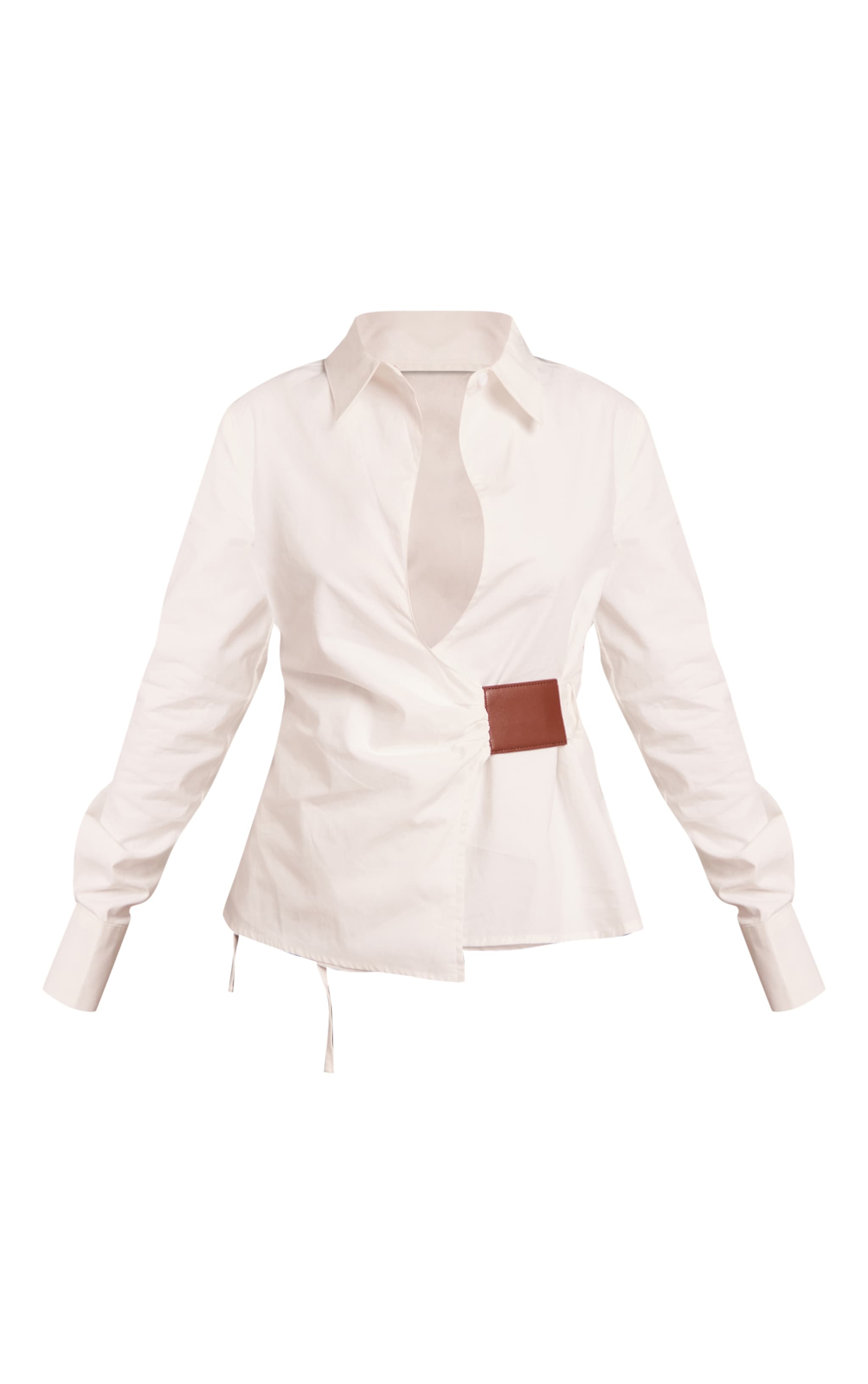 Petite White Buckle Front Detail Shirt image 5