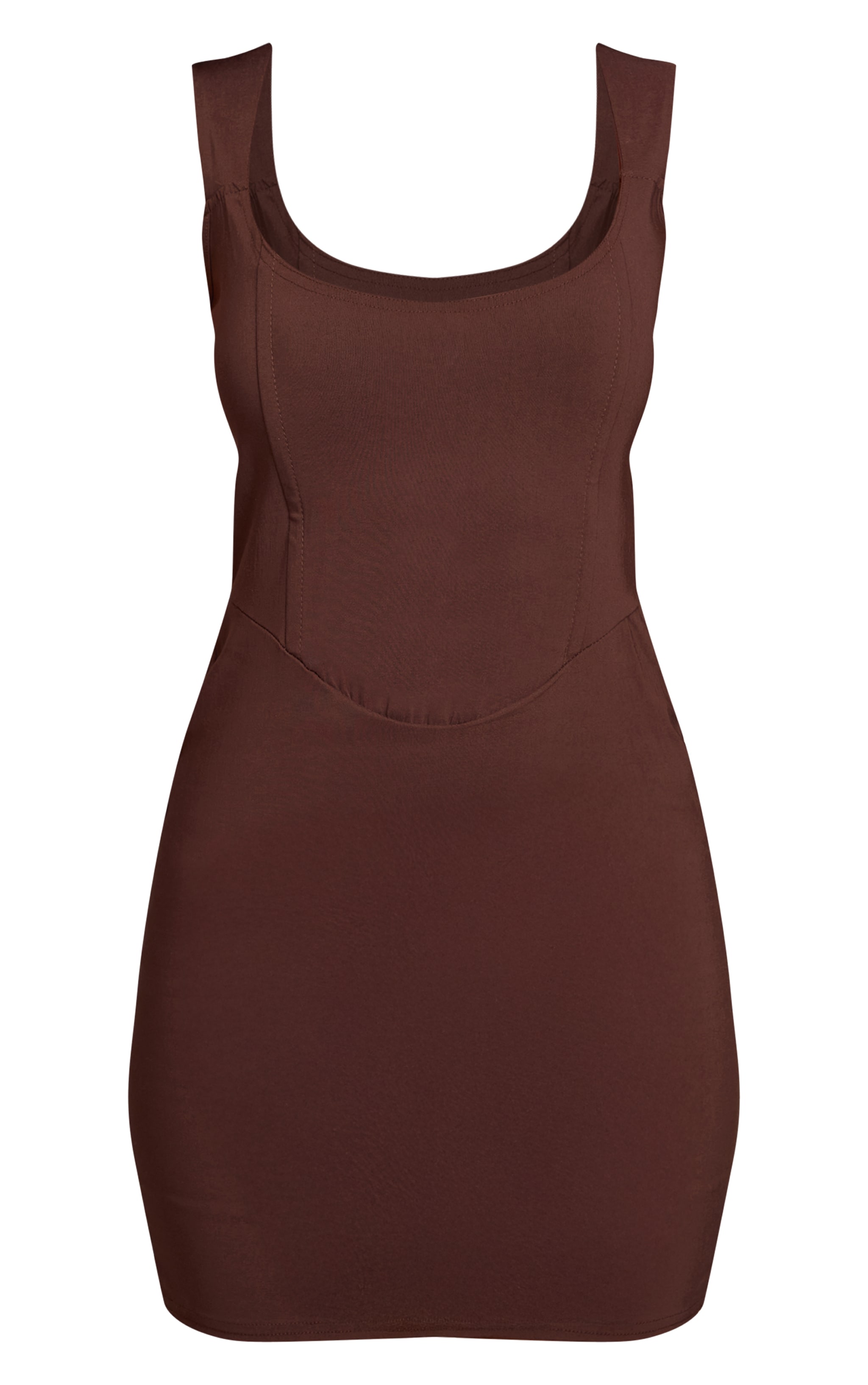 Chocolate Thick Strap Boned Corset Detail Bodycon Dress   image 5