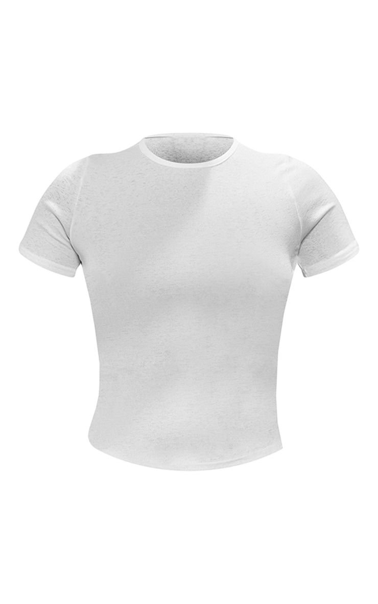 T-shirt ajusté en mesh dévoré blanc à manches courtes image 5