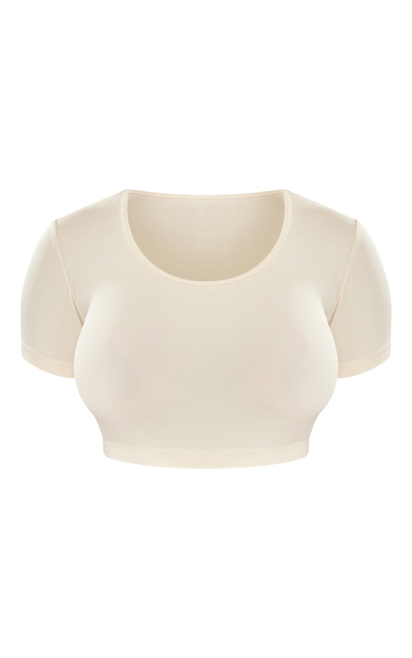 Shape Stone Stretch Seamless Scoop Neck Crop T Shirt