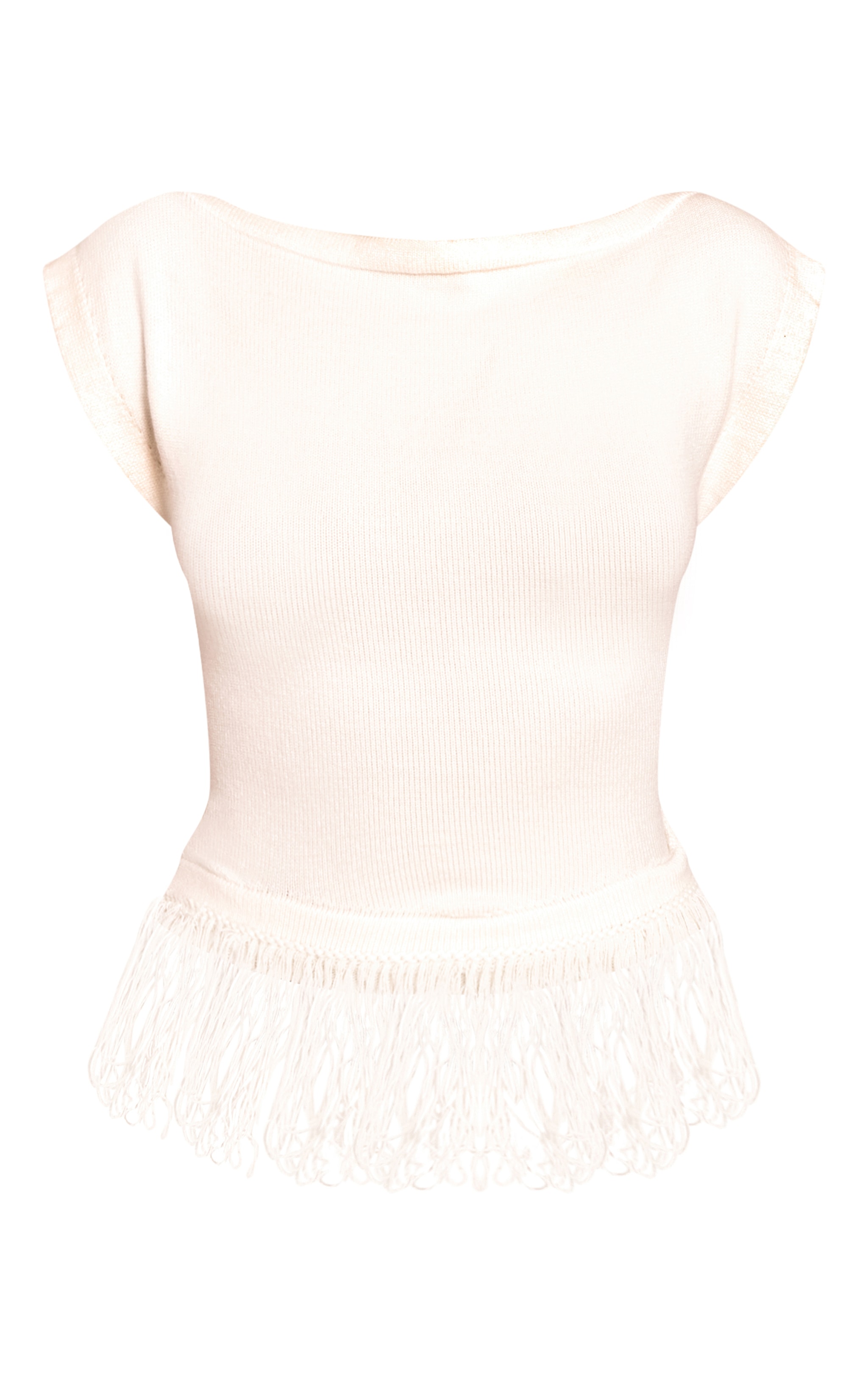 Cream Sleeveless Loop Knit Top image 5