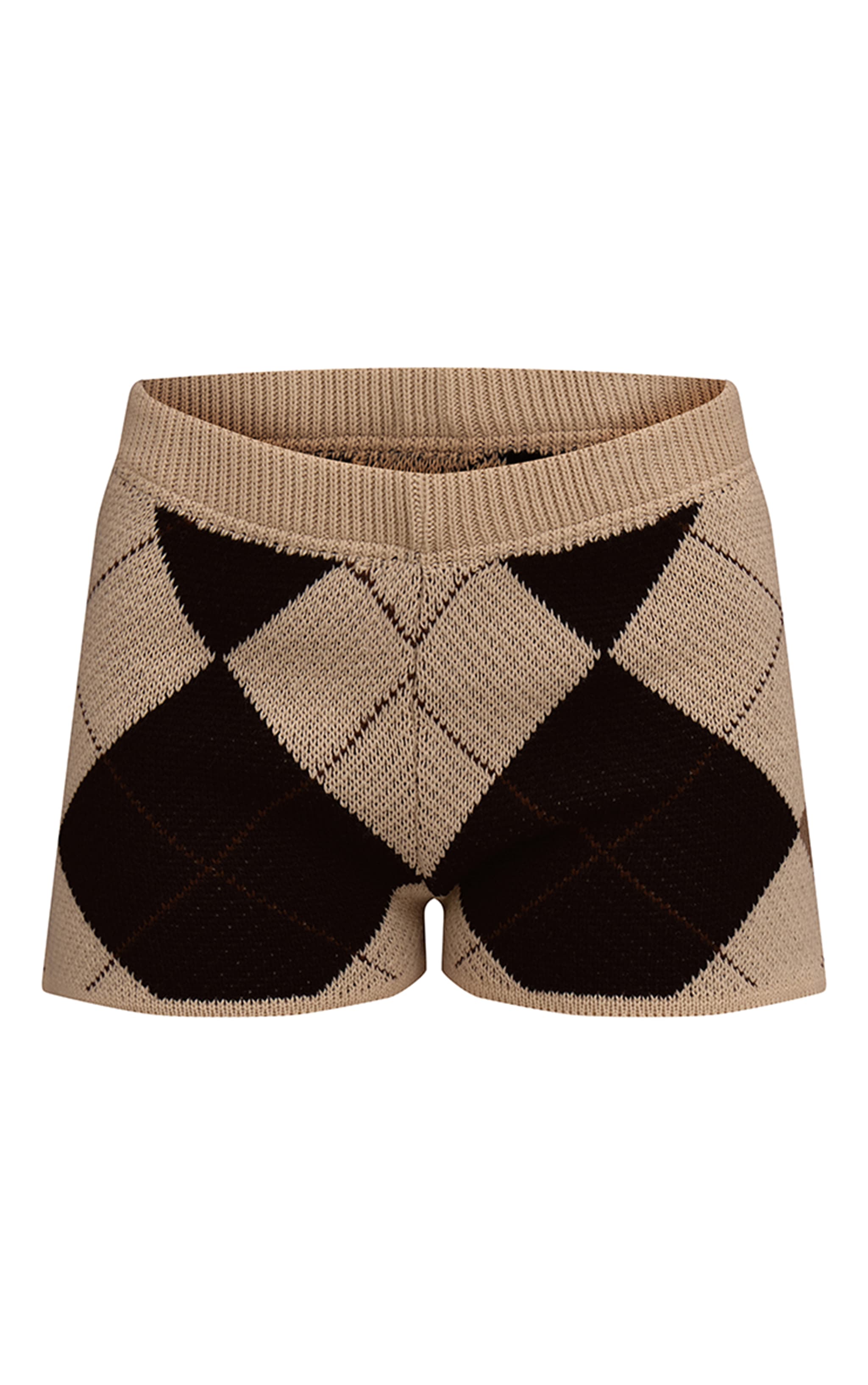Mini short en maille tricot beige à losanges image 6