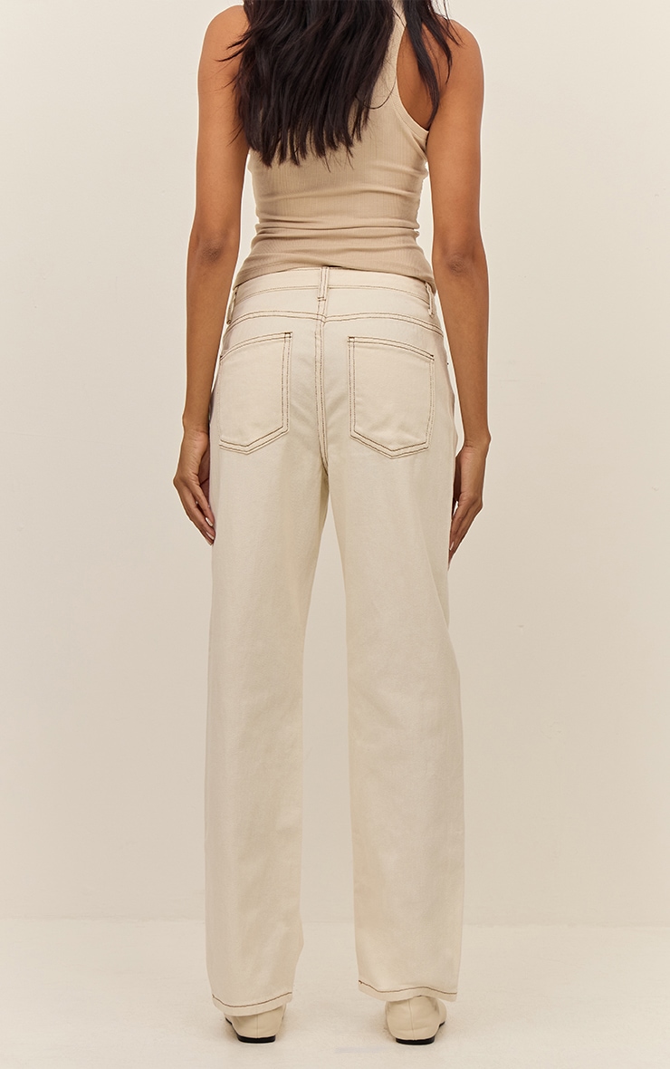 Jean droit écru à taille haute image 3