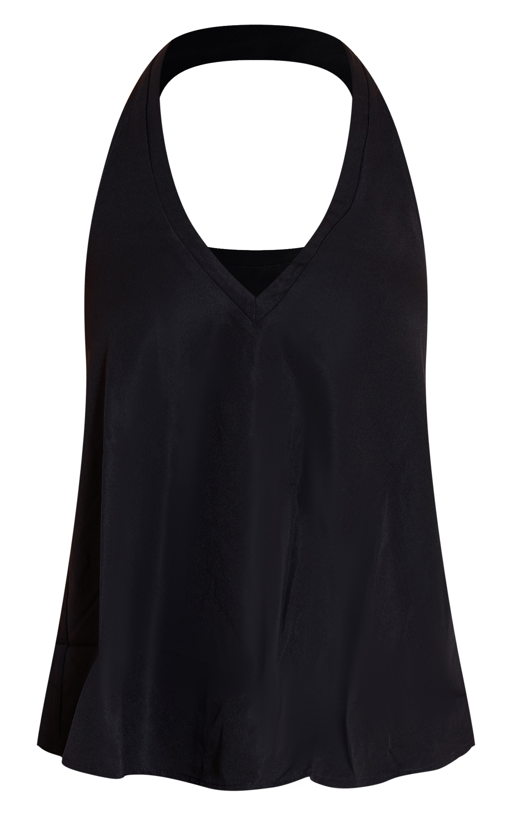 Black Tailored Halter Frill Detail Top image 5