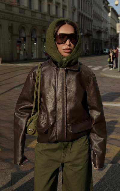 Veste oversize en PU chocolat