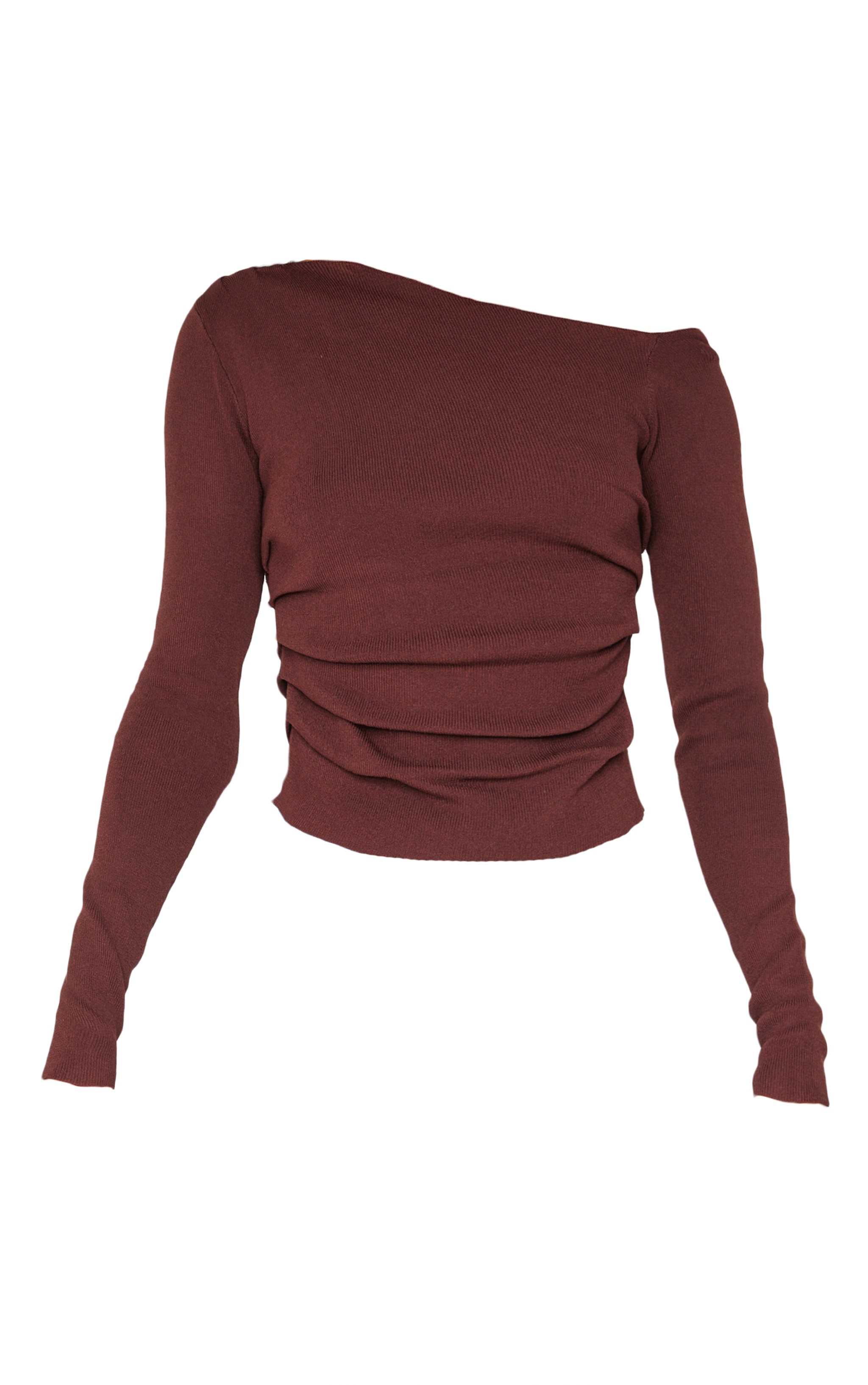 Chocolate Fine Knit Asymmetric Top image 5