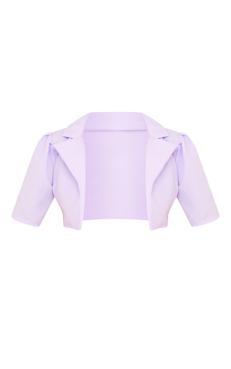 Lilac Extreme Cropped Super Mini Puff Sleeve Blazer image 5