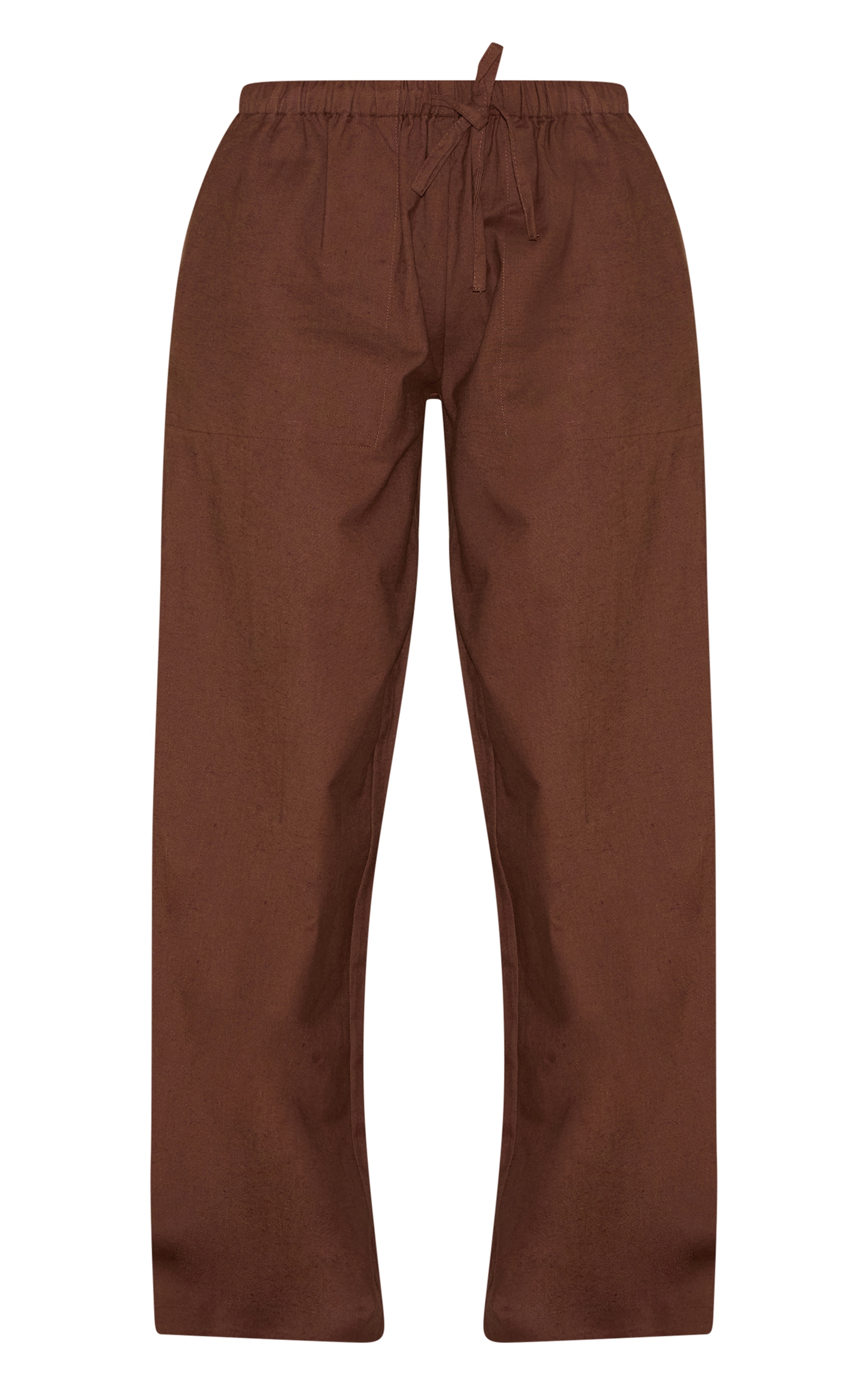 Pantalon à taille cordon coulissant en coton chocolat foncé image 5