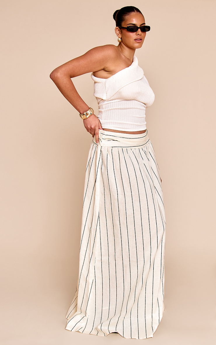 【INCHANT ME】Stripe Maxi Banding Skirt Striped cotton maxi skirt Tricolor for Women | Maje