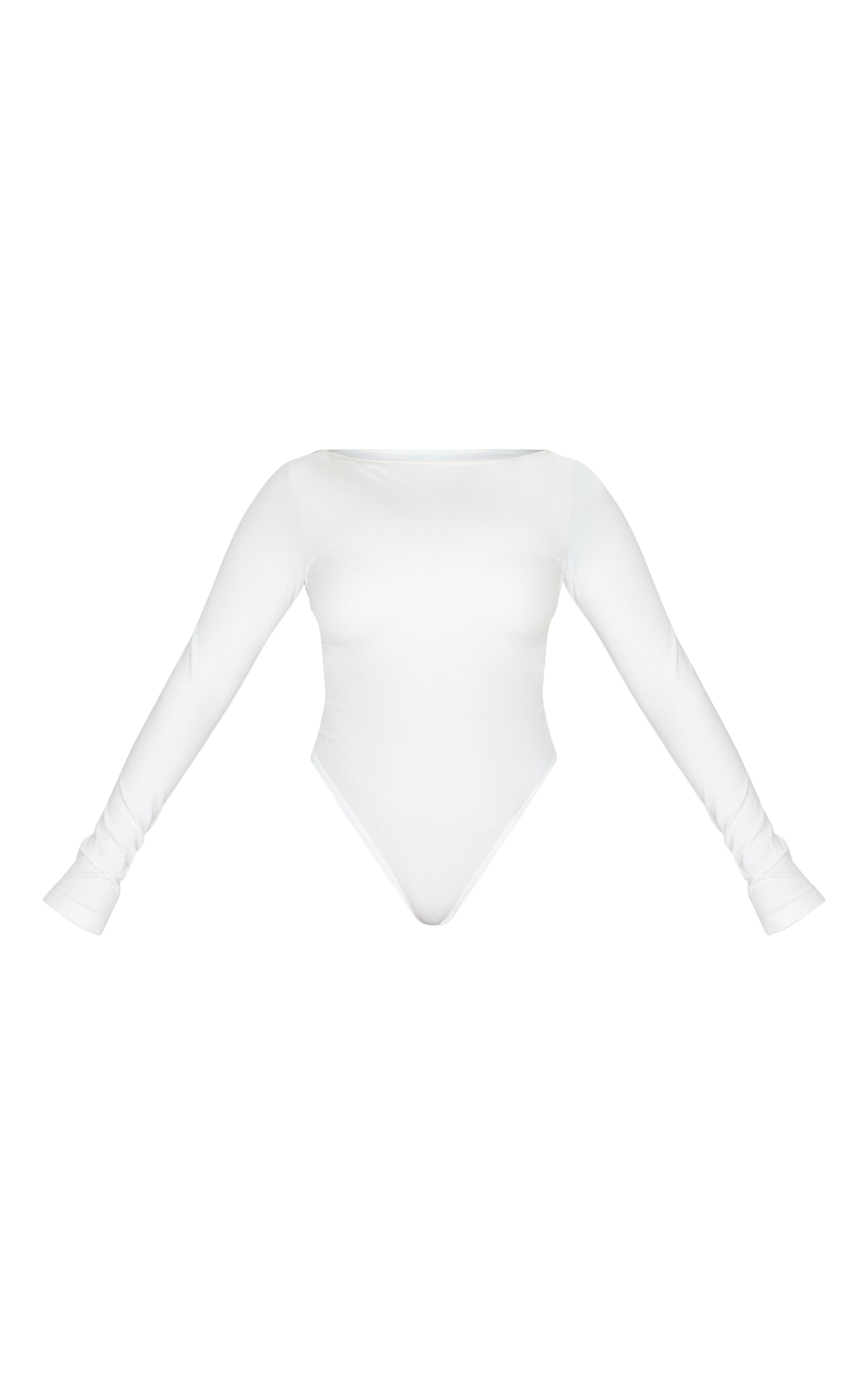 Shape White Built In Bra Sculpt Boat Neck Long Sleeve Bodysuit image 5