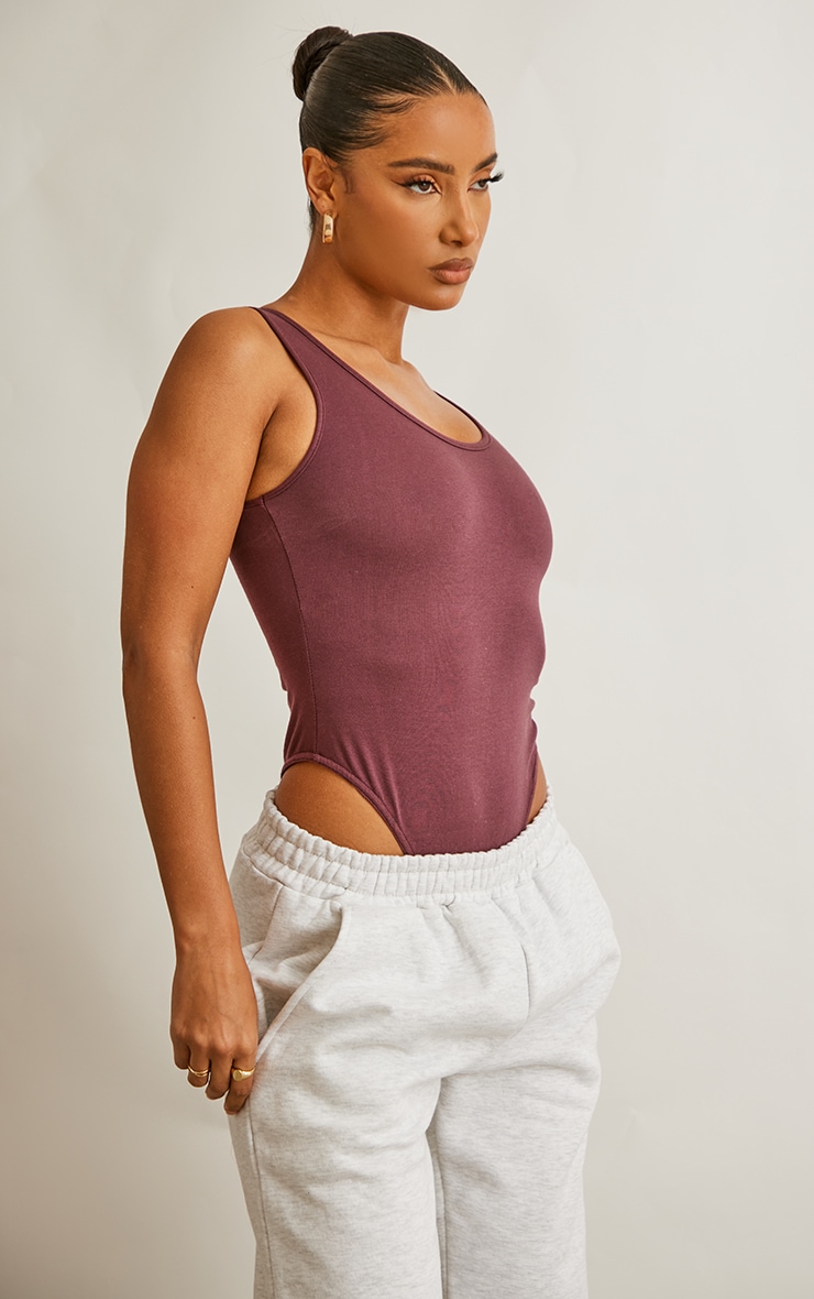 Plum Cotton Scoop Neck Bodysuit