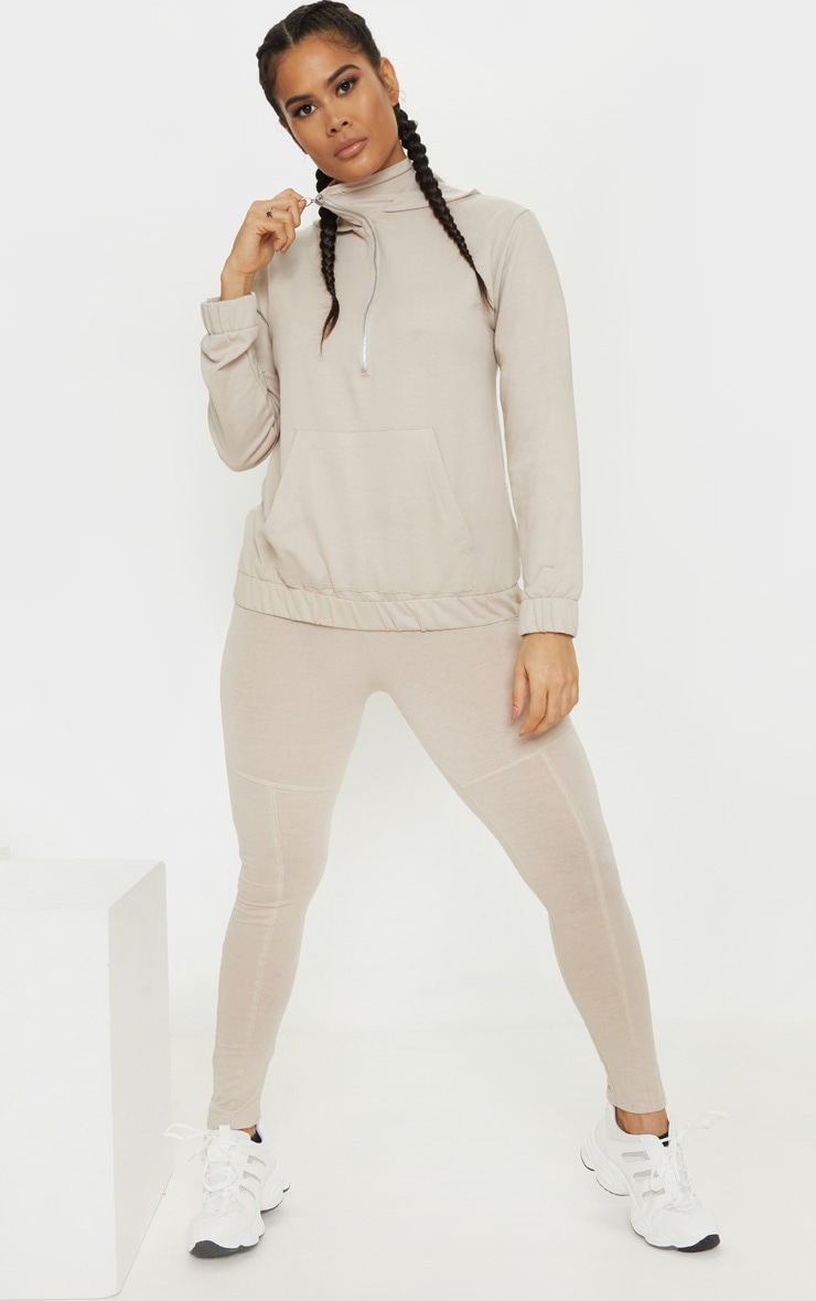 Oatmeal Marl Panel Gym Legging