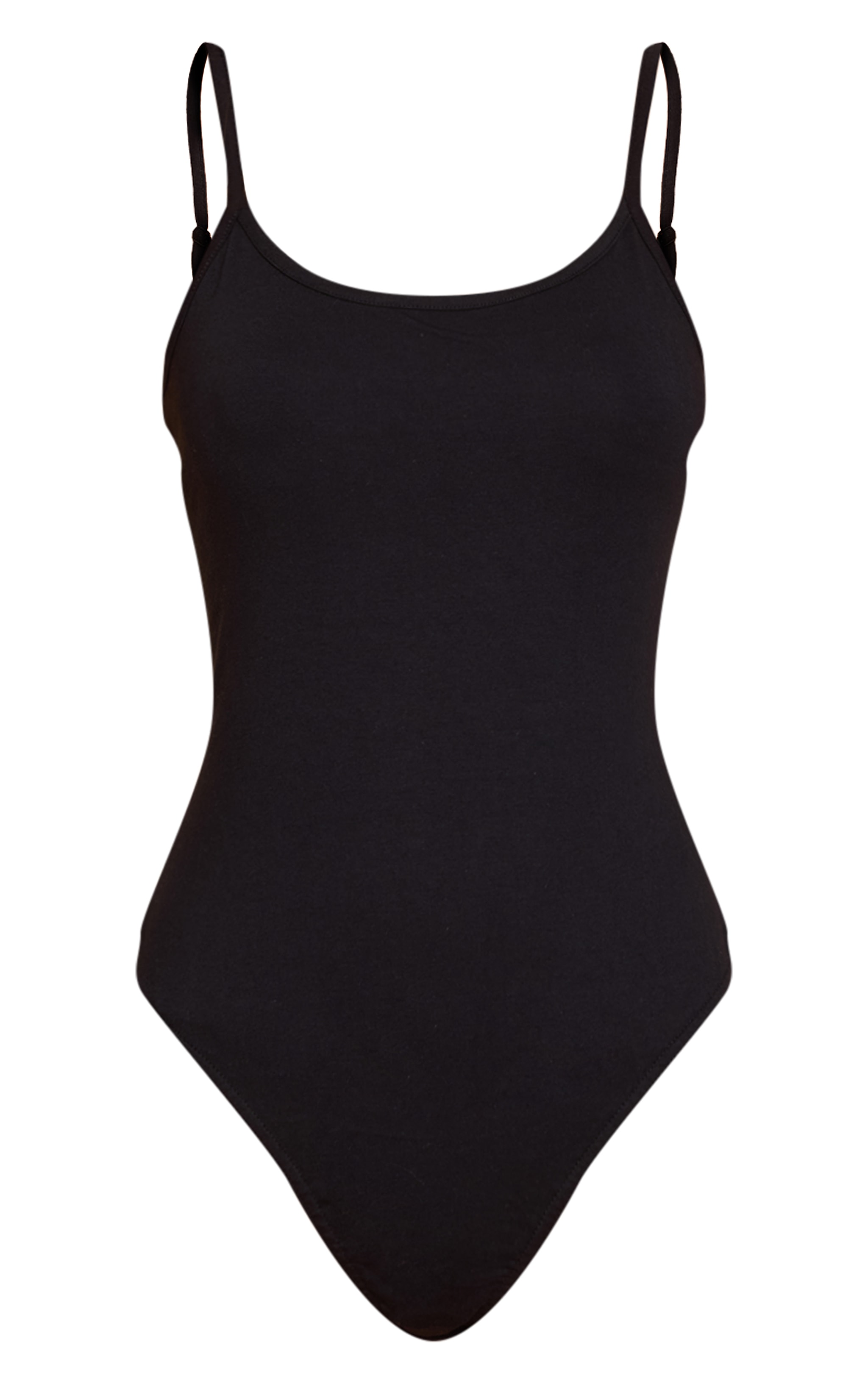Black Cotton Scoop Neck Strappy Bodysuit image 5